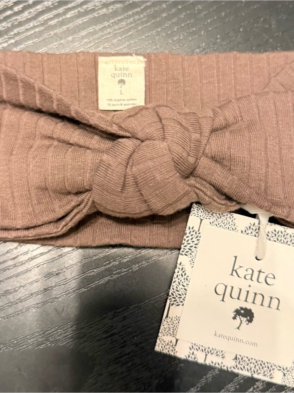 kate quinn Ribbed Knot Headband in Mauve Brown